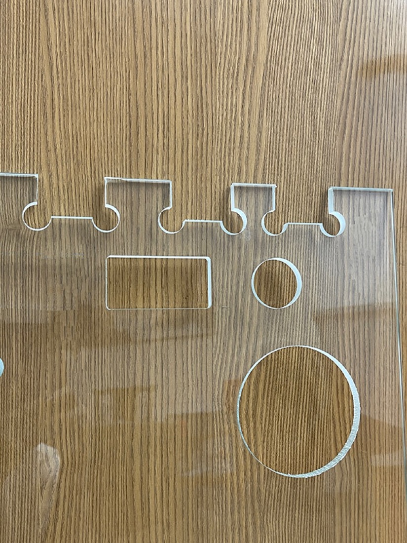 Laser-processed glass sample produced on a Gudetech machine